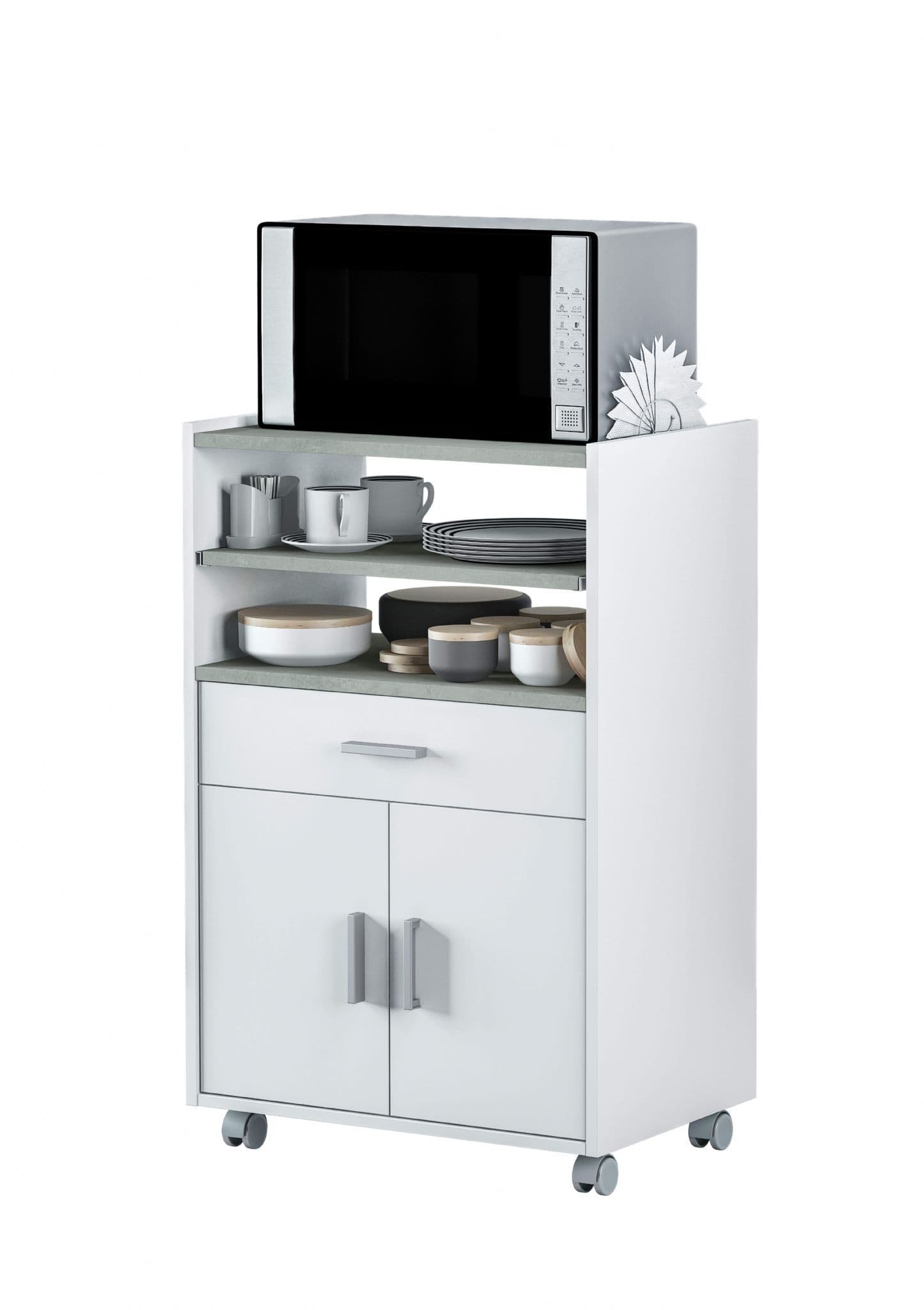 Quinn White and Grey Kitchen Trolley