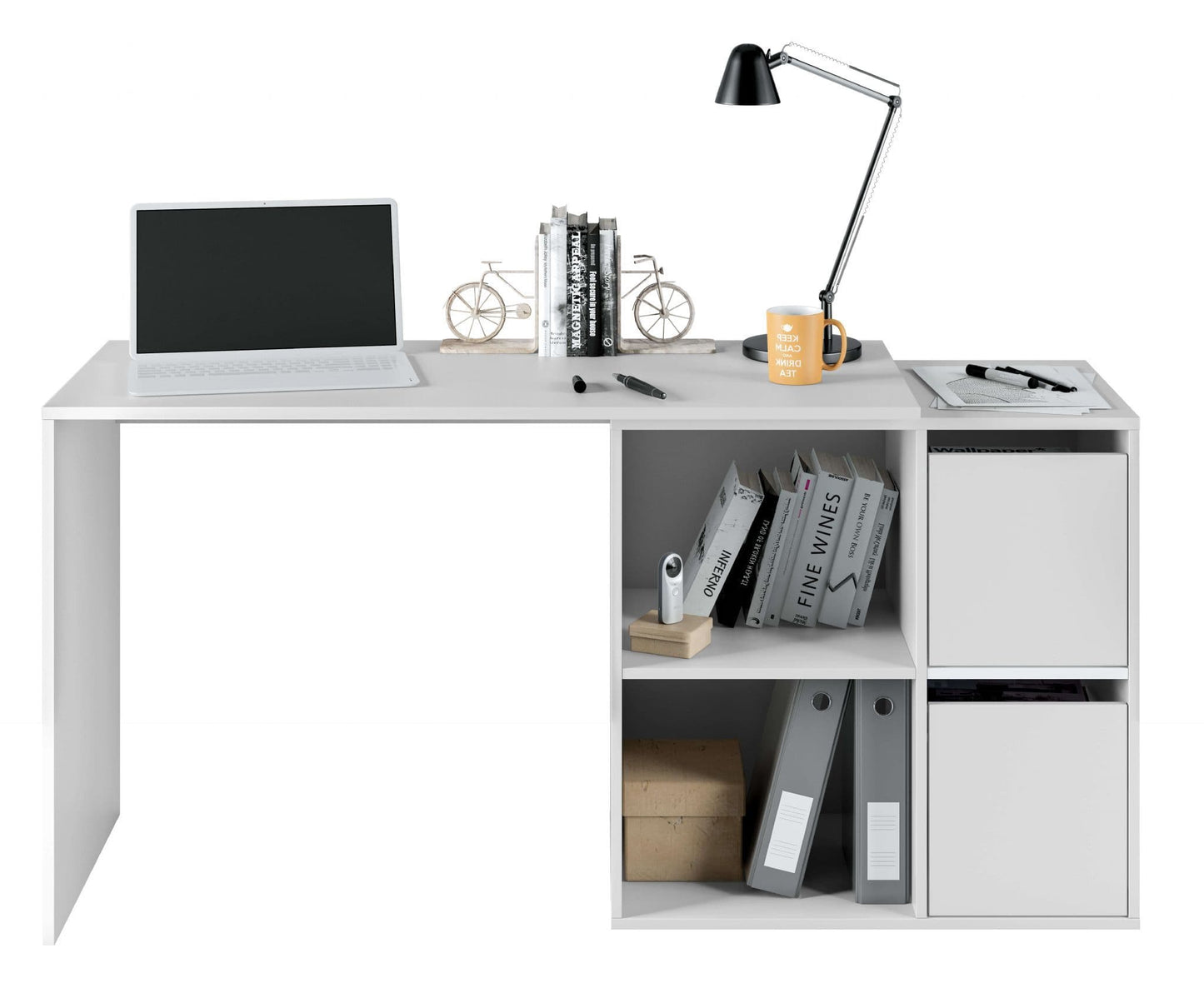 Lily White Reversible Desk with Storage