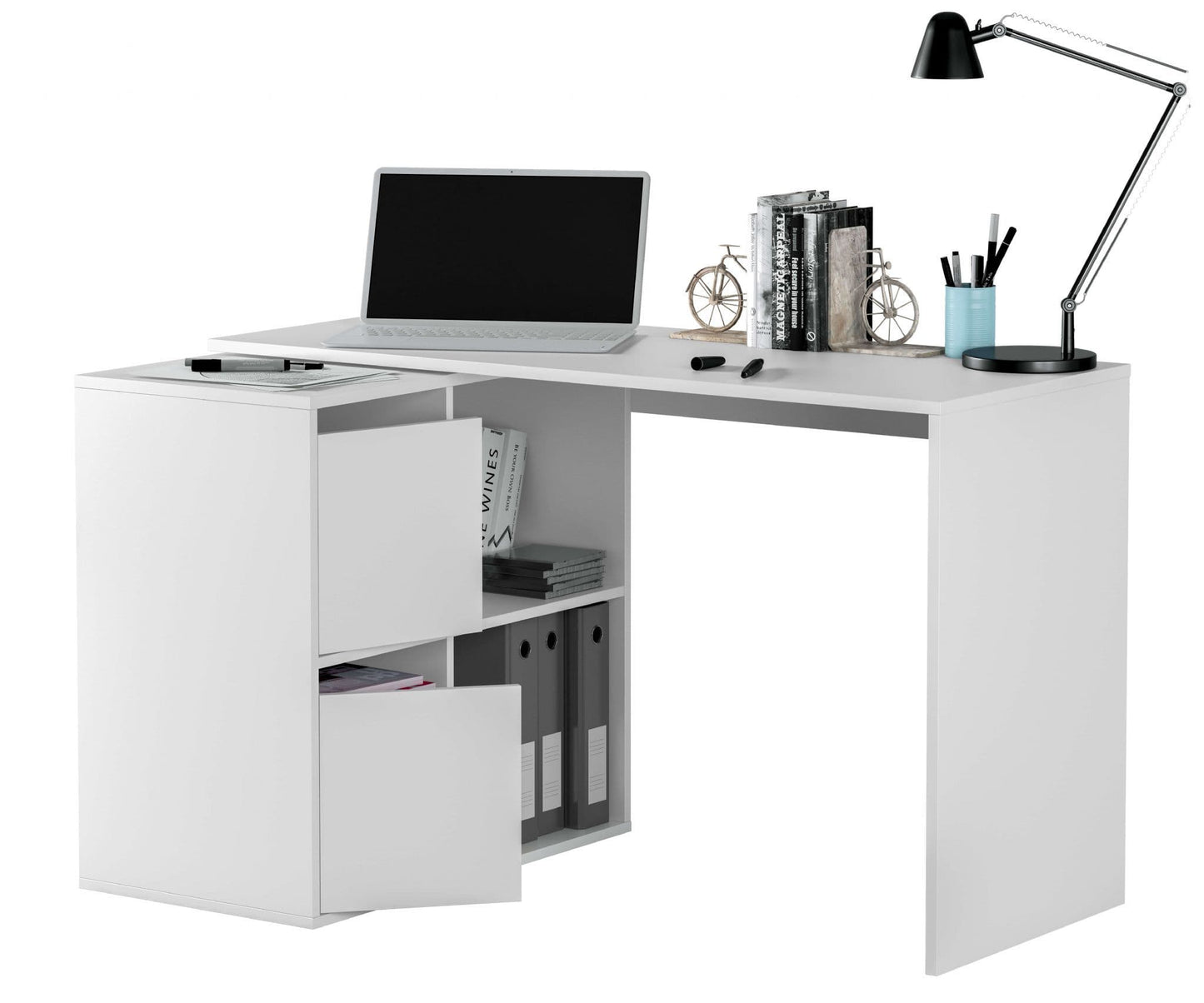Lily White Reversible Desk with Storage