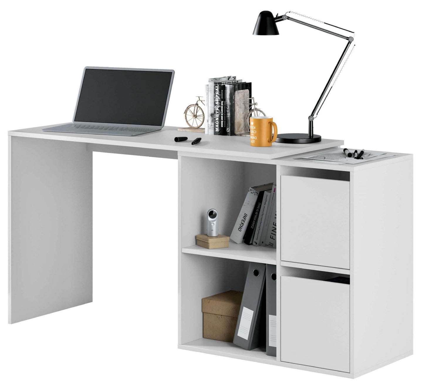 Lily White Reversible Desk with Storage