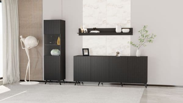 Lexie Matte Black Wide 4 Door Sideboard