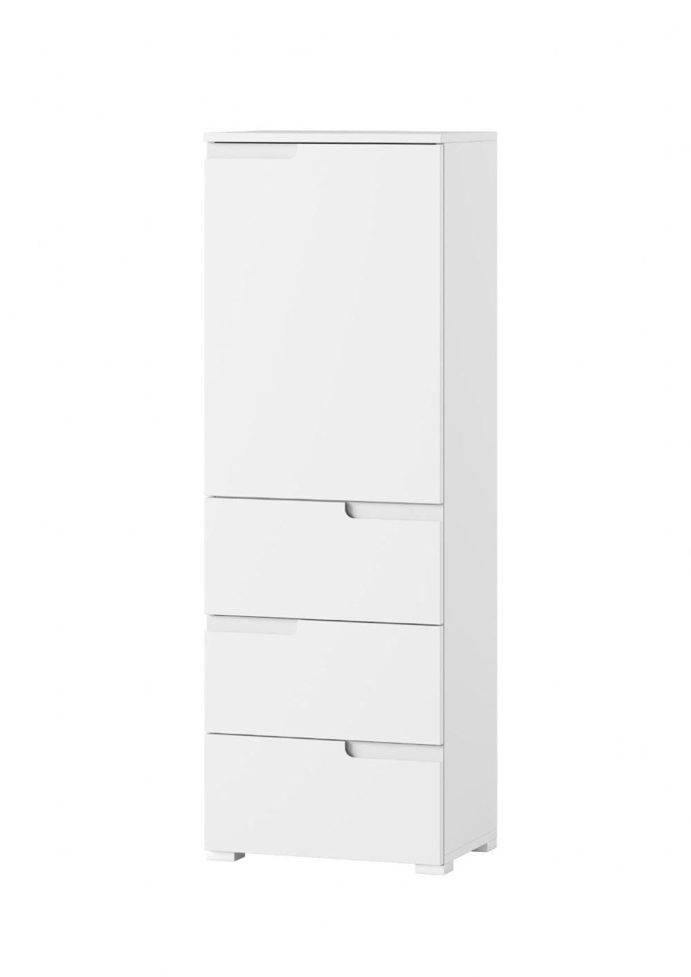 Cecily White Gloss Slim Tallboy Storage Unit with Cupboard and Drawers