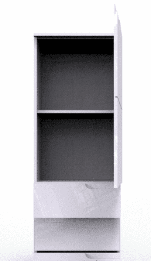 Cecily White Gloss Slim Tallboy Storage Unit with Cupboard and Drawers