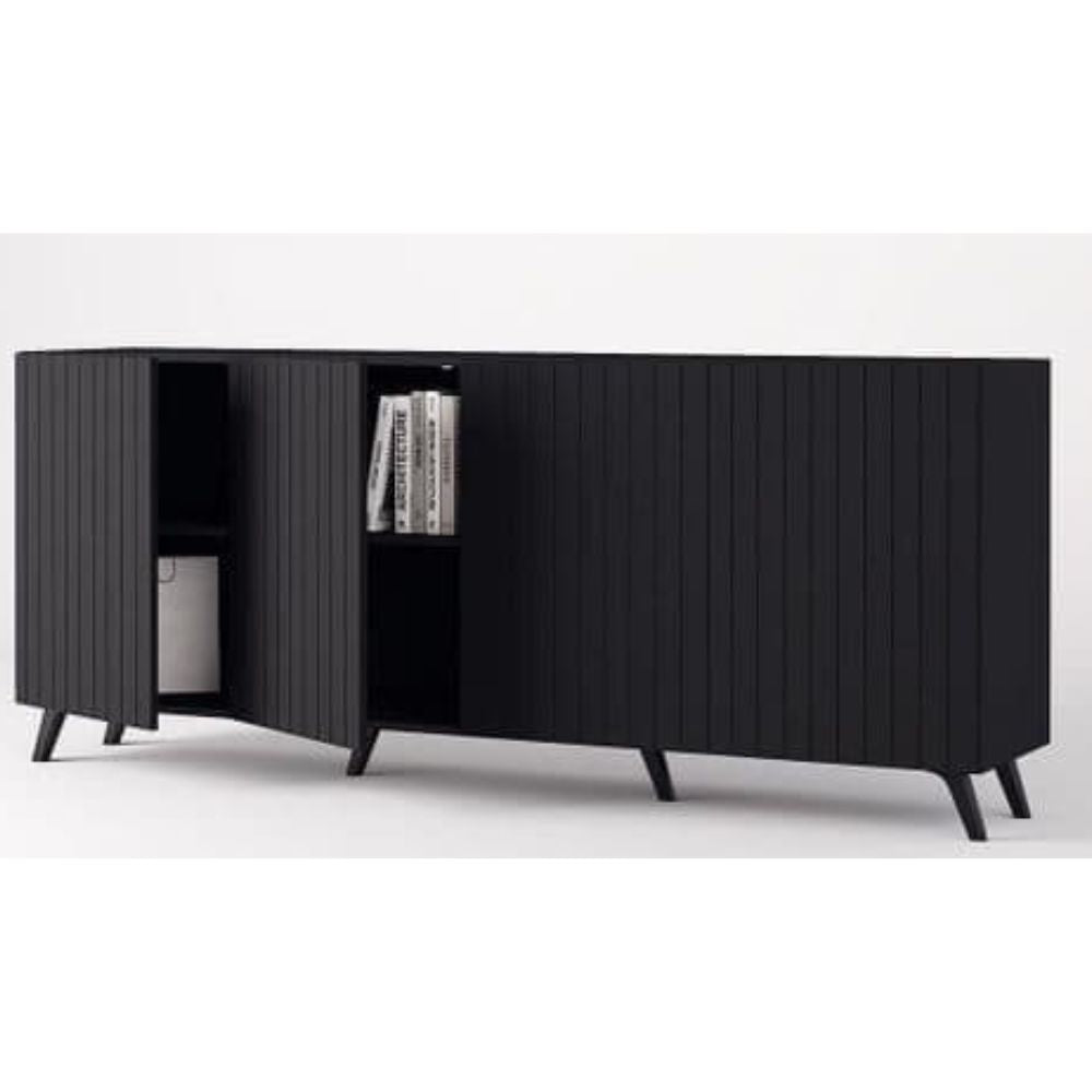 Lexie Matte Black Wide 4 Door Sideboard