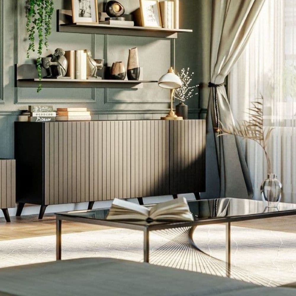 Lexie Matte Black Wide 4 Door Sideboard