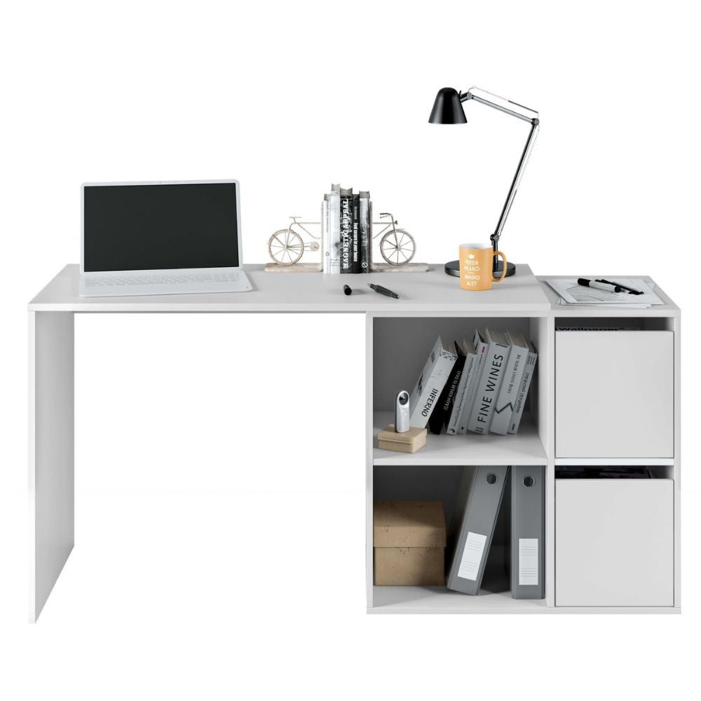 Lily White Reversible Desk with Storage