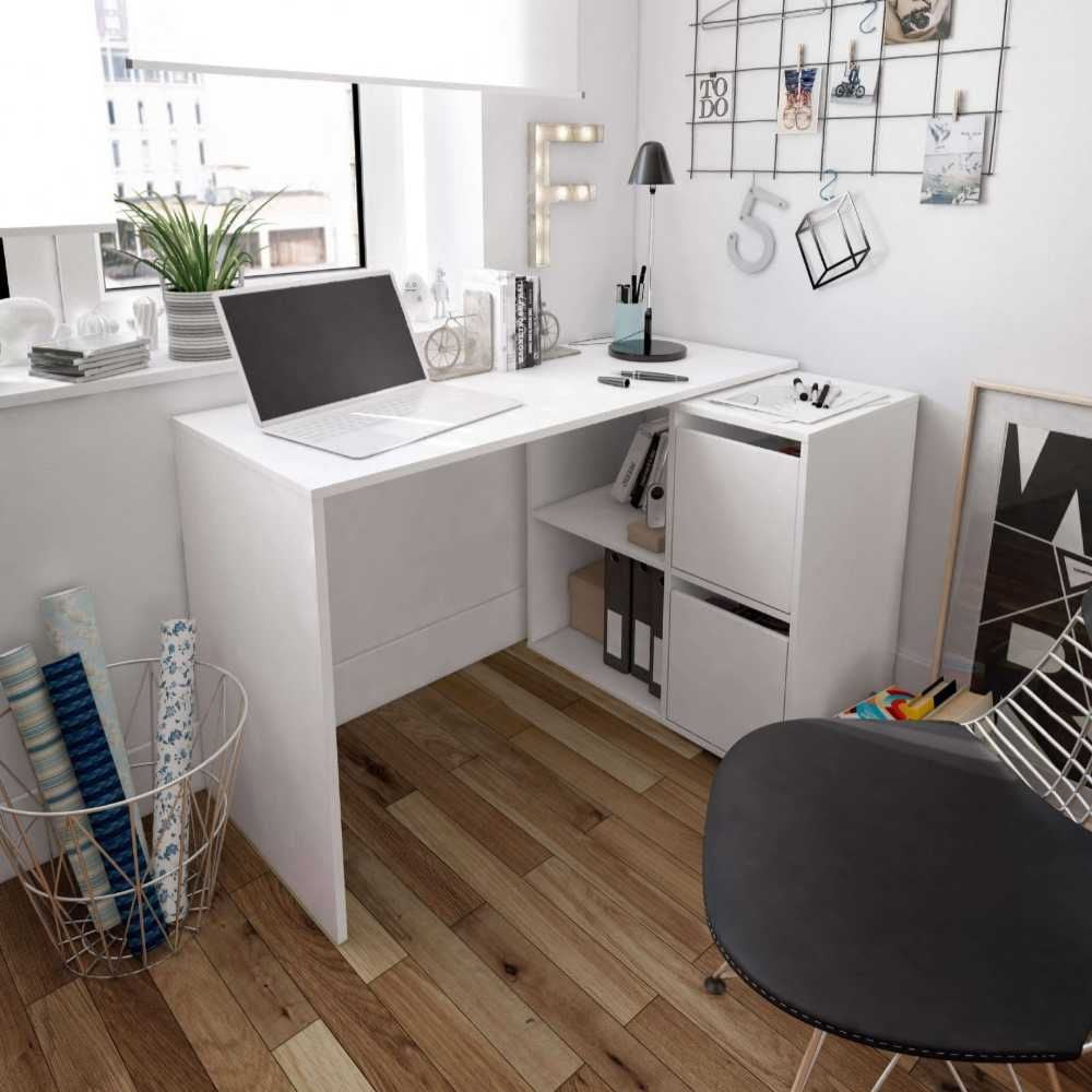 Lily White Reversible Desk with Storage