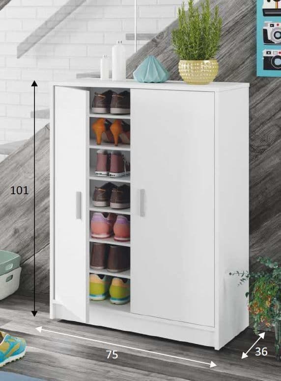 Promise Large 30 Pairs White Shoe Cupboard
