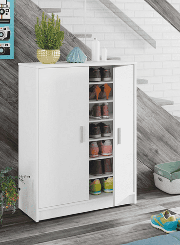 Promise Large 30 Pairs White Shoe Cupboard