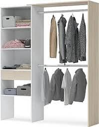 Wylda Oak and White Open Door Wardrobe With Shelves And Rail