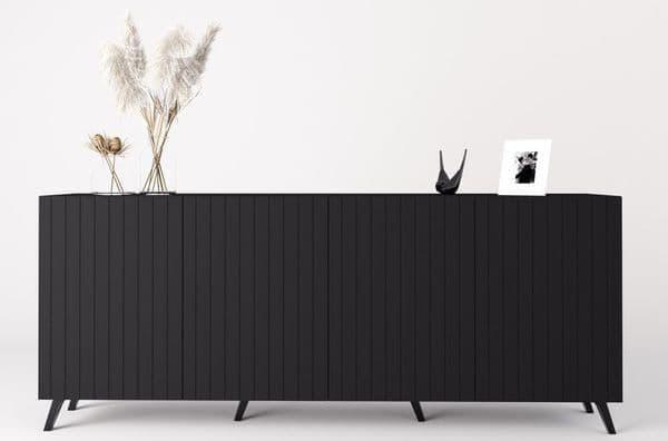 Lexie Matte Black Wide 4 Door Sideboard