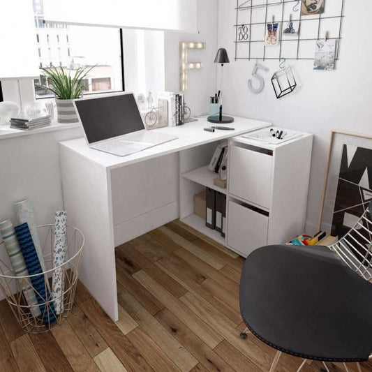 Lily White Reversible Desk with Storage