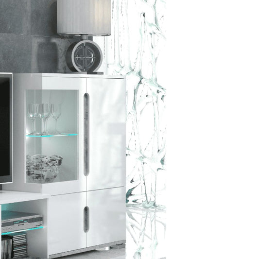 Olivia White High Gloss & Grey Low Display Cabinet